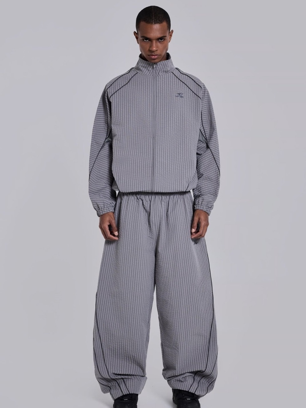 Jaded London Gray Textured Windbreaker Jacket